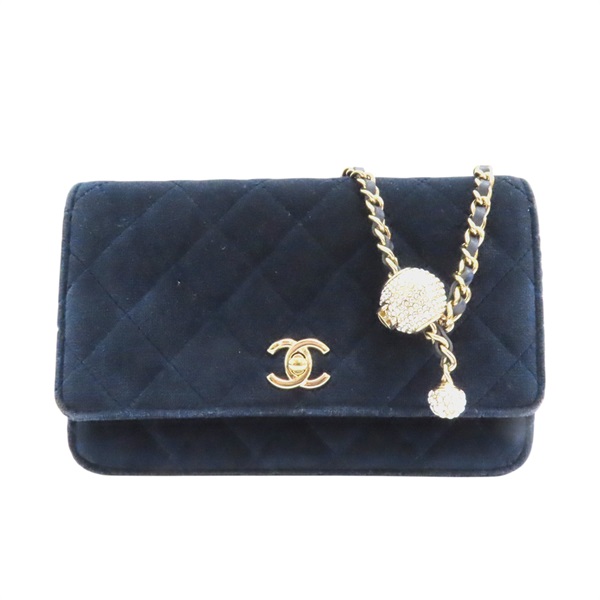 藍色絨布 水鑽 WOC 鍊帶肩背包