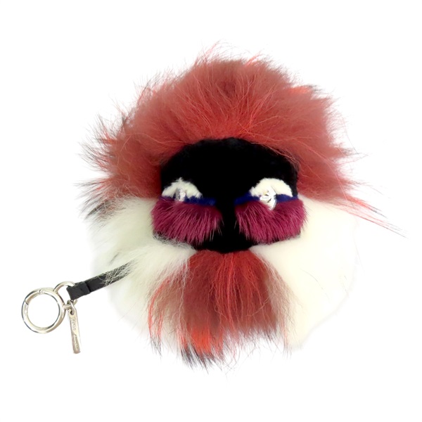 紅色 白色 狐毛 Monster 鑰匙圈吊飾【FENDI 芬迪】 7AR421-3FM