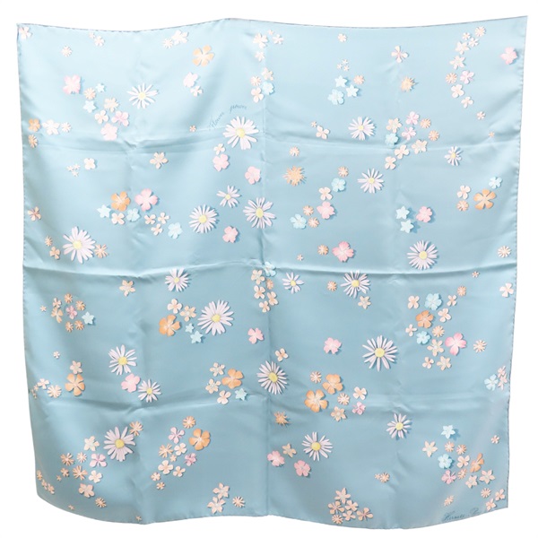 藍色 絲綢 絲巾 90*90