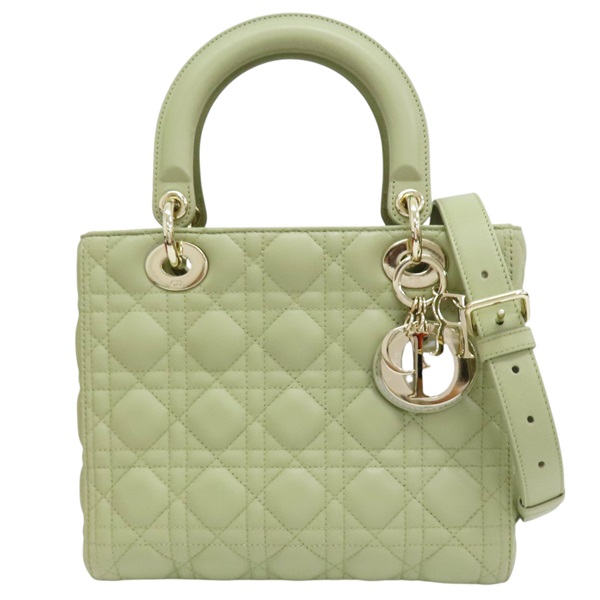 淺綠色 籐格紋 羊皮 Lady Dior 两用包