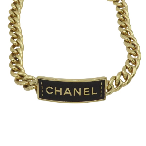 黑色皮革 金屬 Logo Plate 項鍊【CHANEL 香奈兒】