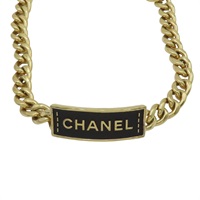 黑色皮革 金屬 Logo Plate 項鍊【CHANEL 香奈兒】