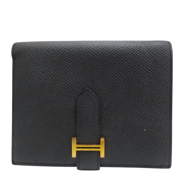 黑色 Epsom牛皮 Bearn 雙折短夾 C刻 金扣【HERMES 愛馬仕】