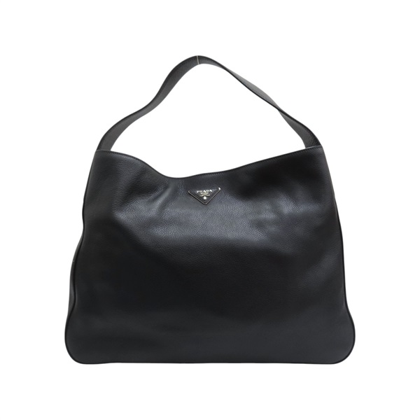 黑色 Vitello Daino 牛皮 肩背包【PRADA 普拉達】 1BC025