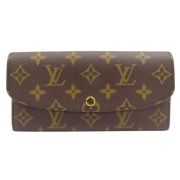 棕色 原花 帆布 扣式 Emilie 長夾 M60697【LOUIS VUITTON LV 路易威登】 M60697