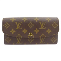 棕色 原花 帆布 扣式 Emilie 長夾 M60697【LOUIS VUITTON LV 路易威登】 M60697