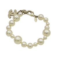 金色金屬 白色人造珠 手鍊【CHANEL 香奈兒】