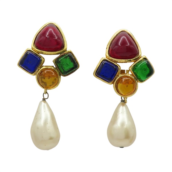 珍珠 金屬 垂墜耳環【CHANEL 香奈兒】