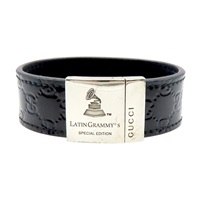 925純銀 黑色漆皮 手環【GUCCI 古馳】