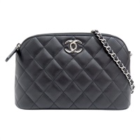 黑色 菱格紋 小羊皮 貝殼包 肩背包【CHANEL 香奈兒】