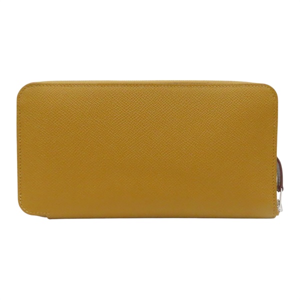 金棕色 皮革 絲巾 Silk'In Classique Long 拉鍊 長夾 B刻