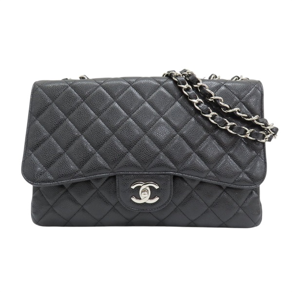 黑色 荔枝紋牛皮 Jumbo 30 肩背包 無卡 A28600