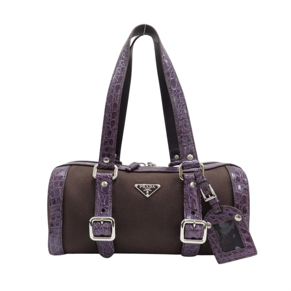 紫色 皮革 帆布 肩背包