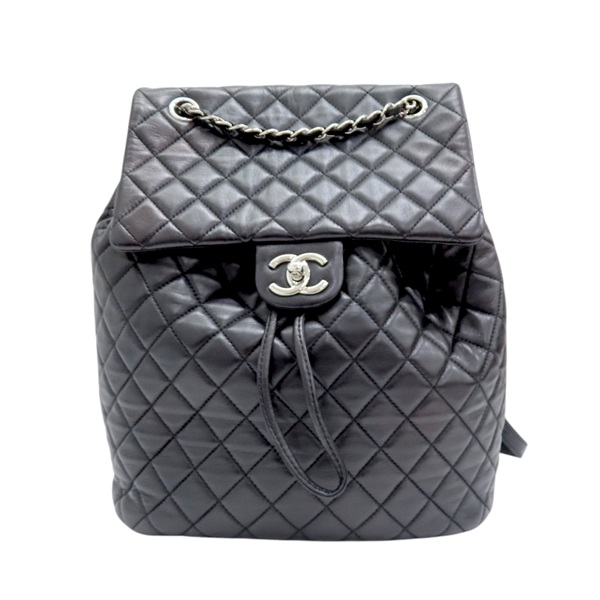 黑色 菱格紋羊皮 後背包 A91122