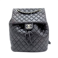 黑色 菱格紋羊皮 後背包 A91122