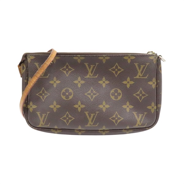 棕色 原花 帆布 Pochette Accessoires 肩背包 M40712