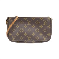 棕色 原花 帆布 Pochette Accessoires 肩背包 M40712