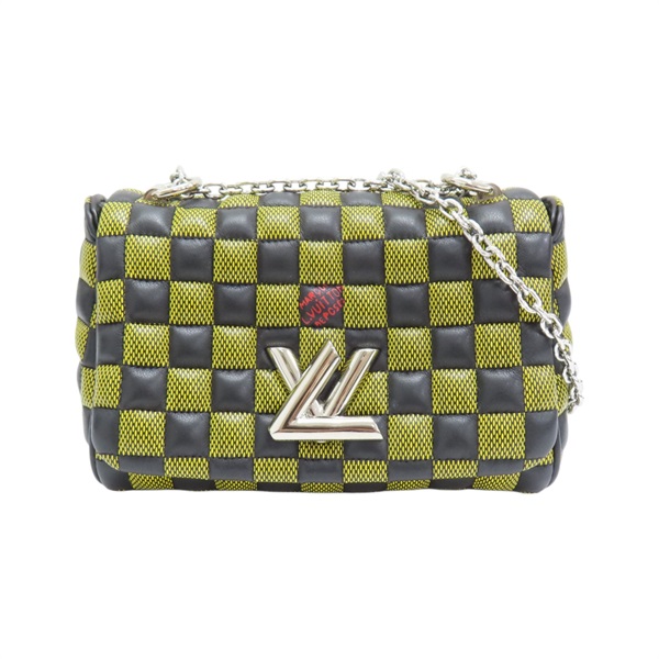 黑/黃 牛皮 棋盤格 Tiwst BB 斜背包 N40219