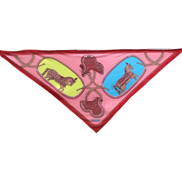 紅色 絲綢 三角巾 圍巾 【HERMES 愛馬仕】