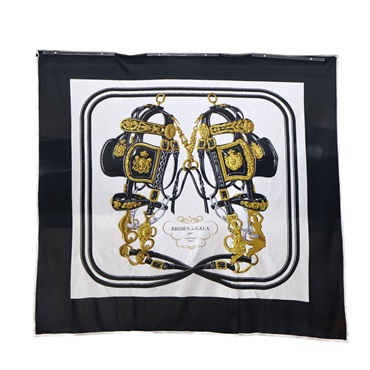 黑/白色 絲綢 rides de Gala 方巾 絲巾 90X90【HERMES 愛馬仕】