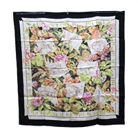 黑/白色 絲綢 方巾 絲巾 45X45【Salvatore Ferragamo 費拉格慕】