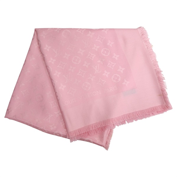 粉色 羊絨 絲綢 Monogram Shine 圍巾【LOUIS VUITTON LV 路易威登】