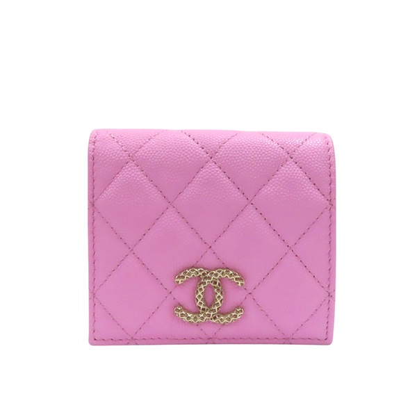 粉色荔枝紋 綠色 牛皮 二折短夾 AP3185