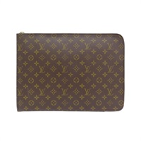 棕色 原花帆布 Poche Documents 公事包 手拿包 M53400