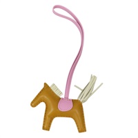 卡其色 皮革 Rodeo PM 掛飾 U刻【HERMES 愛馬仕】