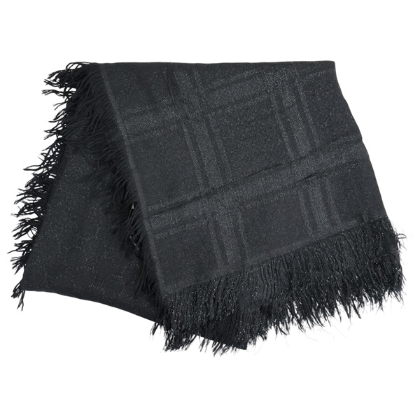 黑色 羊毛 絲綢 緹花 圍巾【GUCCI 古馳】