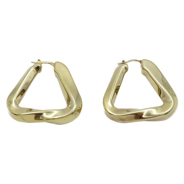金色 925純銀 扭紋三角圈形耳環【BOTTEGA VENETA BV 寶緹嘉】 608588
