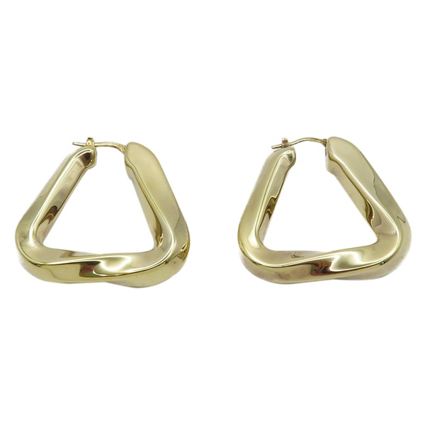 金色 925純銀 扭紋三角圈形耳環【BOTTEGA VENETA BV 寶緹嘉】 608588