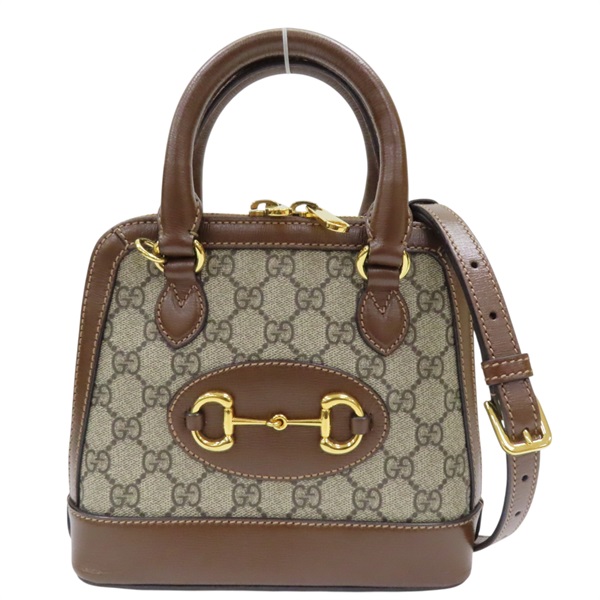 烏木色帆布 棕色牛皮 Horsebit 1995 馬銜扣 兩用包 640716