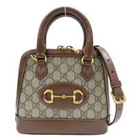 烏木色帆布 棕色牛皮 Horsebit 1995 馬銜扣 兩用包 640716