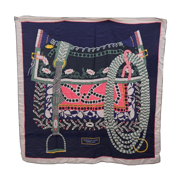 藍色  喀什米爾 真絲  圍巾【HERMES 愛馬仕】