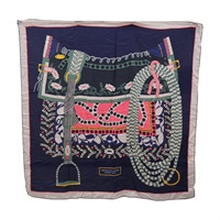 藍色  喀什米爾 真絲  圍巾【HERMES 愛馬仕】