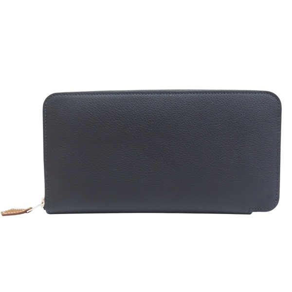 藍色 Evercolor牛皮 絲巾 Silk'in 拉鍊長夾 W刻【HERMES 愛馬仕】