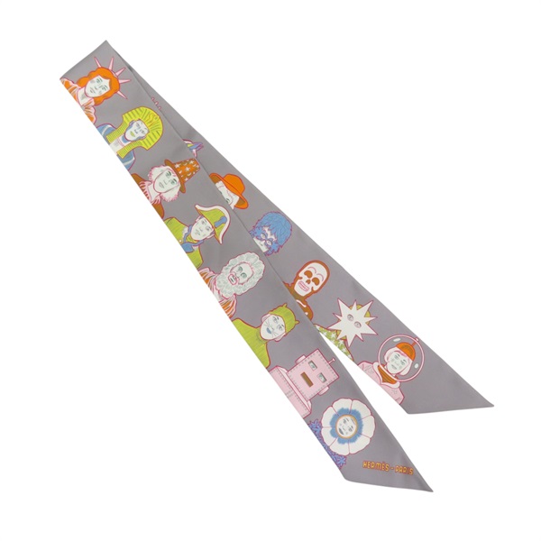 灰色系 真絲 Twilly 絲巾