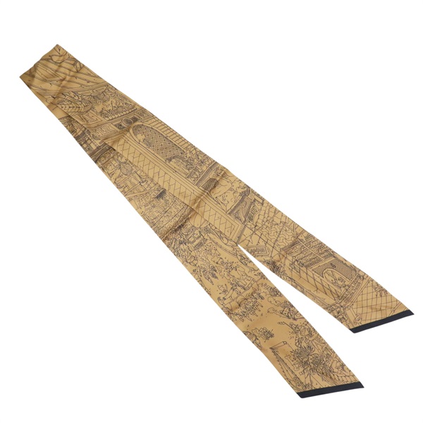 棕色 絲綢 絲巾