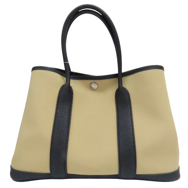米色 帆布 Garden Party 30 手提包 A刻【HERMES 愛馬仕】
