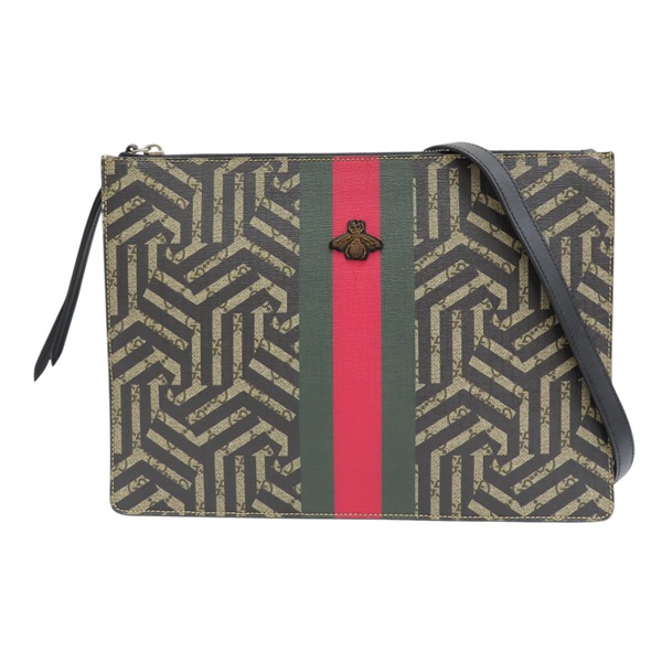 棕色 黑色 帆布 GG Caleido 2way clutch 斜肩包 429004