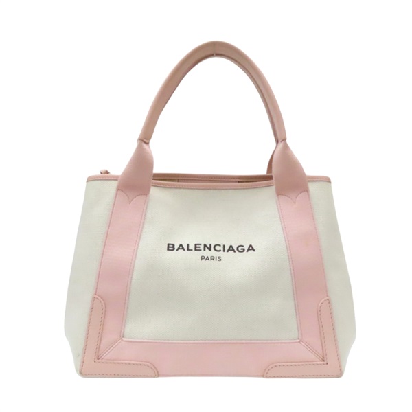 白/粉色 帆布 皮革 Navy Cabas XS 托特包 手提包 339933