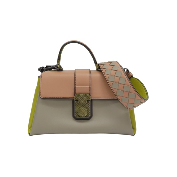 粉膚色/黃色/灰色 牛皮 Mini Piazza 肩背包