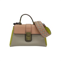 粉膚色/黃色/灰色 牛皮 Mini Piazza 肩背包