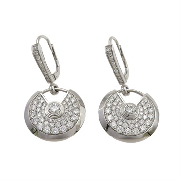 18K白金 鑽石 Amulette de Cartier 耳環【Cartier 卡地亞】