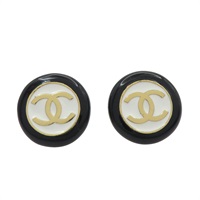 金色鍍金 黑白雙色 金色雙C 耳環【CHANEL 香奈兒】