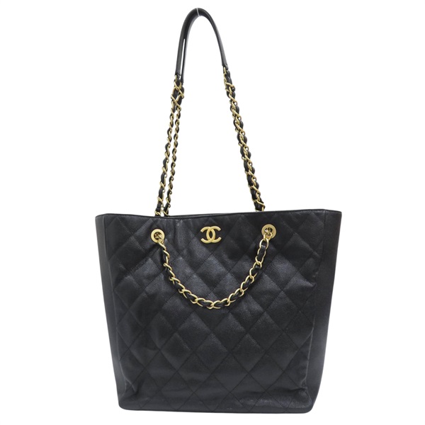 黑色 牛皮 菱格紋 荔枝紋 Shopping 两用包 金扣【CHANEL 香奈兒】