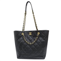 黑色 牛皮 菱格紋 荔枝紋 Shopping 两用包 金扣【CHANEL 香奈兒】