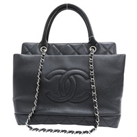 黑色 牛皮 菱格紋 荔枝紋 两用包 銀扣 (無卡)【CHANEL 香奈兒】