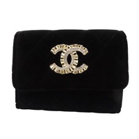 黑色 菱格紋 絲絨 CC LOGO 卡夾 零錢包 (VIP禮)